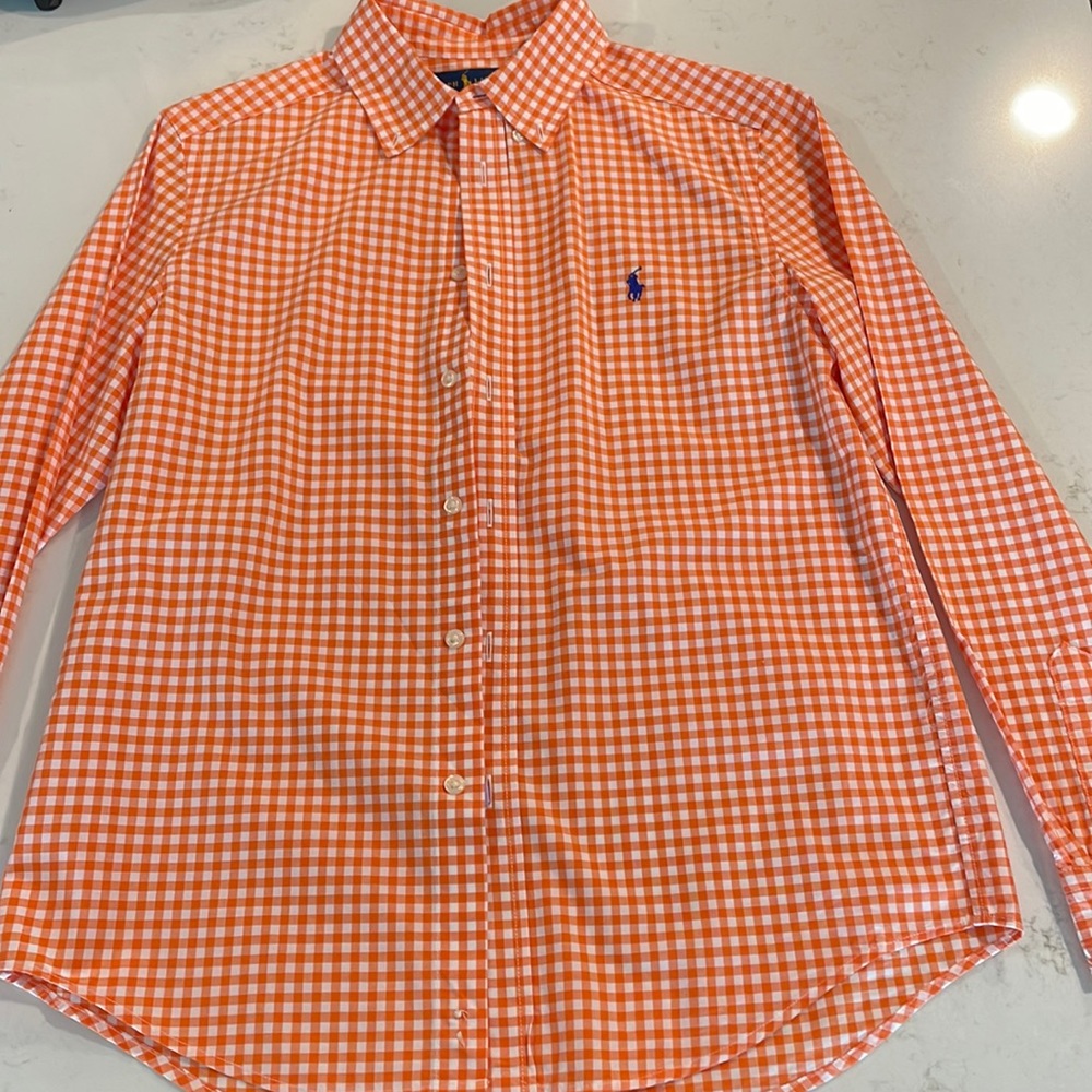 Boys Ralph Lauren gingham check long sleeve dress shirt. Size L (14/16)